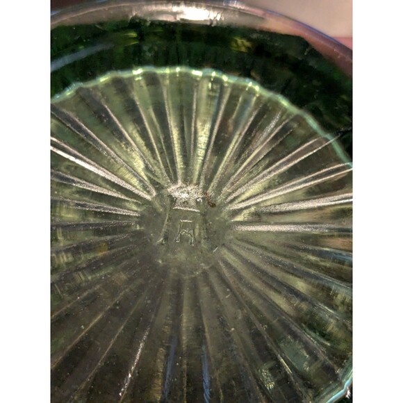 Vintage Hazel Atlas Green Uranium Glass Double Handle Cup Open Sugar Bowl - Picture 7 of 9